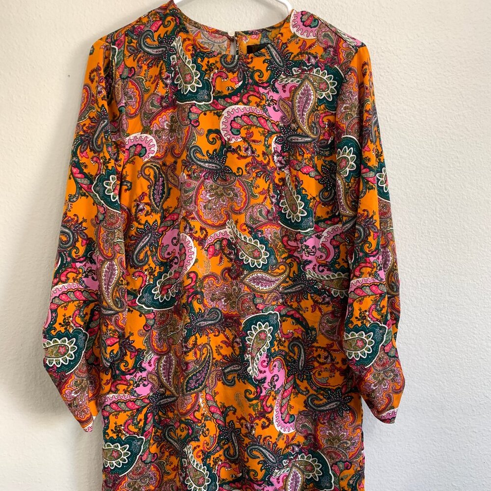 Code X Mode Women Dress Size Medium Paisley Patterned Orange/Gold With Pockets